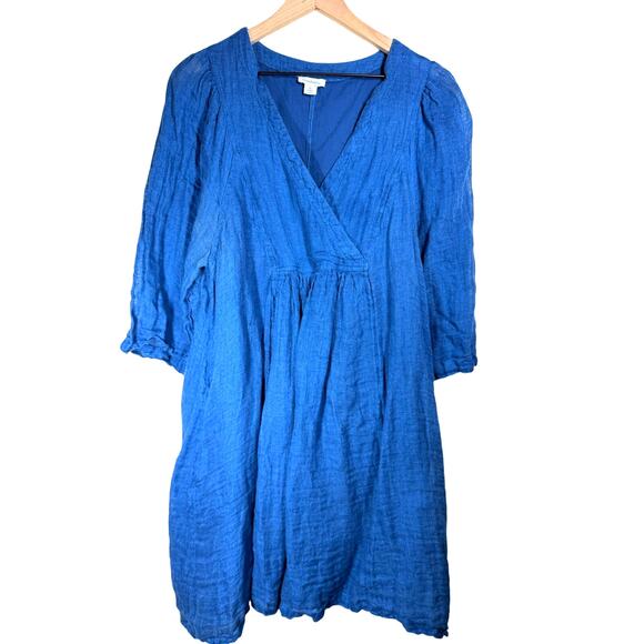 Sundance Dresses & Skirts - SUNDANCE La Belle Lune Dress Blue Linen Size XL Boho Vacation Lagenlook Beach